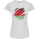 Torn Malawi Flag Malawian Day Football Womens Petite Cut T-Shirt White