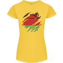 Torn Malawi Flag Malawian Day Football Womens Petite Cut T-Shirt Yellow