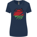 Torn Malawi Flag Malawian Day Football Womens Wider Cut T-Shirt Navy Blue