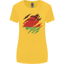Torn Malawi Flag Malawian Day Football Womens Wider Cut T-Shirt Yellow
