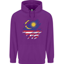 Torn Malaysia Flag Malaysian Day Football Childrens Kids Hoodie Purple