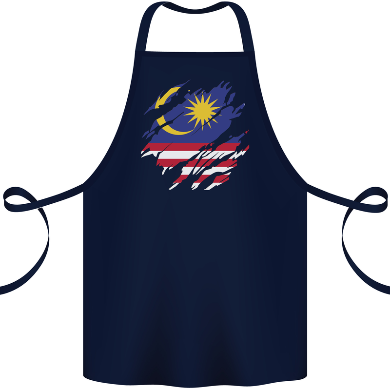 Torn Malaysia Flag Malaysian Day Football Cotton Apron 100% Organic Navy Blue