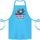 Torn Malaysia Flag Malaysian Day Football Cotton Apron 100% Organic Turquoise