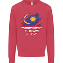 Torn Malaysia Flag Malaysian Day Football Kids Sweatshirt Jumper Heliconia