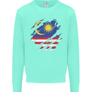Torn Malaysia Flag Malaysian Day Football Kids Sweatshirt Jumper Peppermint