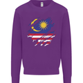 Torn Malaysia Flag Malaysian Day Football Kids Sweatshirt Jumper Purple