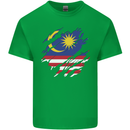 Torn Malaysia Flag Malaysian Day Football Kids T-Shirt Childrens Irish Green