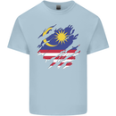 Torn Malaysia Flag Malaysian Day Football Kids T-Shirt Childrens Light Blue