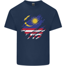 Torn Malaysia Flag Malaysian Day Football Kids T-Shirt Childrens Navy Blue