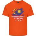 Torn Malaysia Flag Malaysian Day Football Kids T-Shirt Childrens Orange