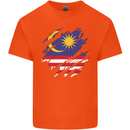Torn Malaysia Flag Malaysian Day Football Kids T-Shirt Childrens Orange