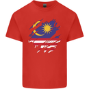 Torn Malaysia Flag Malaysian Day Football Kids T-Shirt Childrens Red