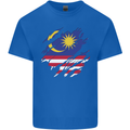 Torn Malaysia Flag Malaysian Day Football Kids T-Shirt Childrens Royal Blue
