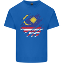 Torn Malaysia Flag Malaysian Day Football Kids T-Shirt Childrens Royal Blue