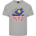 Torn Malaysia Flag Malaysian Day Football Kids T-Shirt Childrens Sports Grey