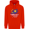Torn Malaysia Flag Malaysian Day Football Mens 80% Cotton Hoodie Bright Red