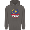 Torn Malaysia Flag Malaysian Day Football Mens 80% Cotton Hoodie Charcoal
