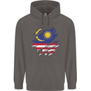 Torn Malaysia Flag Malaysian Day Football Mens 80% Cotton Hoodie Charcoal