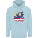 Torn Malaysia Flag Malaysian Day Football Mens 80% Cotton Hoodie Light Blue