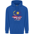 Torn Malaysia Flag Malaysian Day Football Mens 80% Cotton Hoodie Royal Blue
