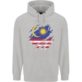 Torn Malaysia Flag Malaysian Day Football Mens 80% Cotton Hoodie Sports Grey
