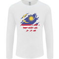 Torn Malaysia Flag Malaysian Day Football Mens Long Sleeve T-Shirt White