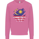 Torn Malaysia Flag Malaysian Day Football Mens Sweatshirt Jumper Azalea
