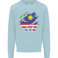 Torn Malaysia Flag Malaysian Day Football Mens Sweatshirt Jumper Light Blue