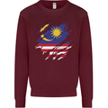 Torn Malaysia Flag Malaysian Day Football Mens Sweatshirt Jumper Maroon