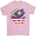 Torn Malaysia Flag Malaysian Day Football Mens T-Shirt 100% Cotton Light Pink