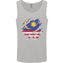 Torn Malaysia Flag Malaysian Day Football Mens Vest Tank Top Sports Grey