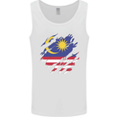 Torn Malaysia Flag Malaysian Day Football Mens Vest Tank Top White