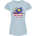 Torn Malaysia Flag Malaysian Day Football Womens Petite Cut T-Shirt Light Blue