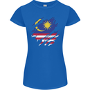 Torn Malaysia Flag Malaysian Day Football Womens Petite Cut T-Shirt Royal Blue