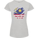 Torn Malaysia Flag Malaysian Day Football Womens Petite Cut T-Shirt Sports Grey