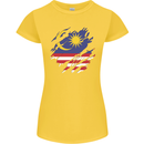 Torn Malaysia Flag Malaysian Day Football Womens Petite Cut T-Shirt Yellow