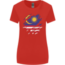 Torn Malaysia Flag Malaysian Day Football Womens Wider Cut T-Shirt Red