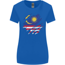Torn Malaysia Flag Malaysian Day Football Womens Wider Cut T-Shirt Royal Blue