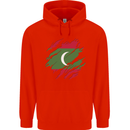 Torn Maldives Flag Maldivian Day Football Childrens Kids Hoodie Bright Red