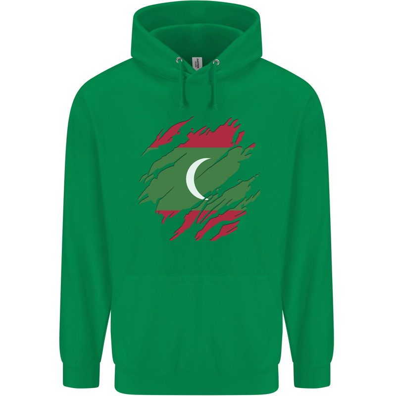 Torn Maldives Flag Maldivian Day Football Childrens Kids Hoodie Irish Green