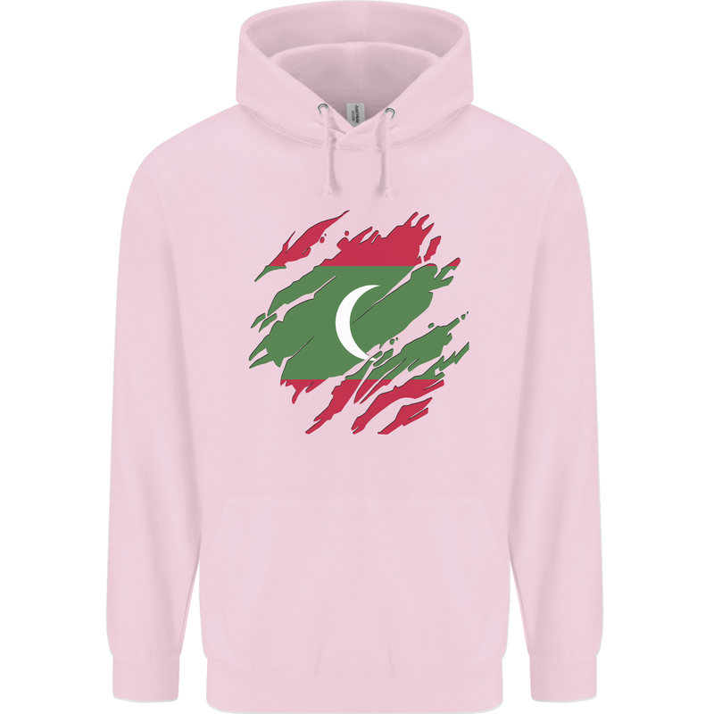 Torn Maldives Flag Maldivian Day Football Childrens Kids Hoodie Light Pink