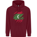 Torn Maldives Flag Maldivian Day Football Childrens Kids Hoodie Maroon