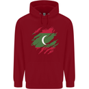 Torn Maldives Flag Maldivian Day Football Childrens Kids Hoodie Red
