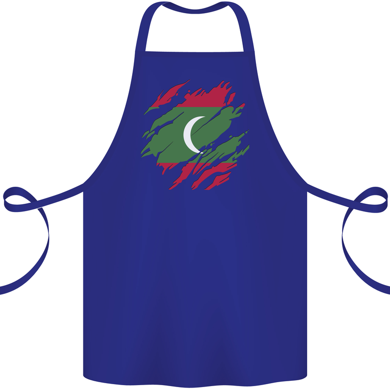 Torn Maldives Flag Maldivian Day Football Cotton Apron 100% Organic Royal Blue