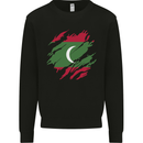 Torn Maldives Flag Maldivian Day Football Kids Sweatshirt Jumper Black