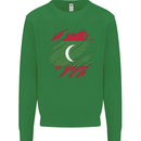 Torn Maldives Flag Maldivian Day Football Kids Sweatshirt Jumper Irish Green