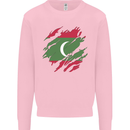 Torn Maldives Flag Maldivian Day Football Kids Sweatshirt Jumper Light Pink