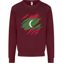 Torn Maldives Flag Maldivian Day Football Kids Sweatshirt Jumper Maroon