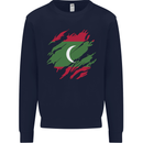 Torn Maldives Flag Maldivian Day Football Kids Sweatshirt Jumper Navy Blue