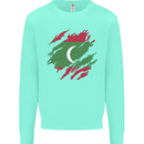 Torn Maldives Flag Maldivian Day Football Kids Sweatshirt Jumper Peppermint